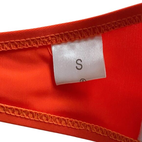 2-Piece Bathing Suit Padded Push-Up Bandeau Bikini Swimsuit Blue Orange Sz Small - Picture 7 of 7